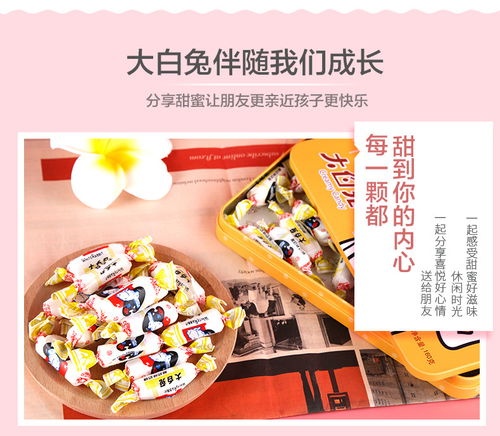 甜蜜回憶，經(jīng)典傳承——大白兔奶糖160g鐵聽卡通兔系列，休閑零食新風(fēng)尚